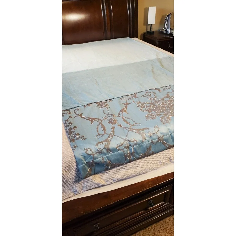 Vtg Springmaid Curtain 1 Panel 50x84 Sage Green Blue Floral Retro Lined‎